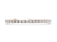 Princess Cut Diamond Tennis Bracelet Set in Rose gold with Channel Setting