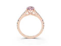 Fancy Pink Marquise Cut Diamond Split Shank Pavé Engagement Ring Set in Rose gold with Prong-Held Center Stone