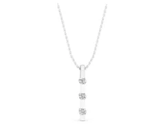 Three-Stone Round Diamond Bar Pendant Set in Silver with Channel Setting