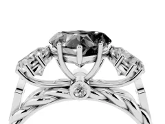 Fancy Black Heart Cut Diamond Three-Stone Ring Set in Platinum with Braided Band