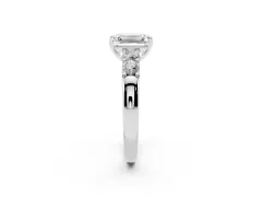Emerald Cut Diamond Five-Stone Prong Set Engagement Ring Set in Platinum with Channel Band