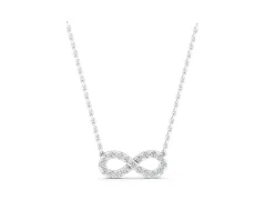 Infinity Pendant Set in Silver with Round Cut Pavé Diamonds