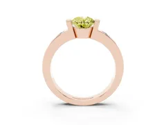 Fancy Yellow Oval Cut Diamond Channel-Set Band Ring Set in Rose gold with Bezel Prong Setting