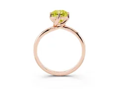 Fancy Yellow Radiant Cut Diamond Solitaire Engagement Ring Set in Rose gold with Classic Plain Band