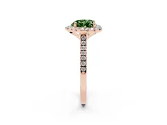 Fancy Green Heart Cut Diamond Cushion Halo Ring Set in Rose gold with Pavé Band