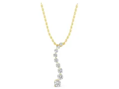 Round Diamond Graduated Pendant Set in Yellow gold with Cascading Prong Setting