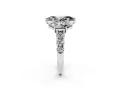 Fancy Black Marquise Cut Diamond Three-Stone Ring Set in White gold with Pavé Band