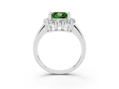 Fancy Green Princess Cut Diamond Halo Cluster Engagement Ring Set in Platinum with Polished Band and Prong Setting