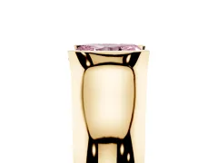 Fancy Pink Radiant Cut Diamond Bezel Solitaire Ring Set in Yellow gold with Wide Band