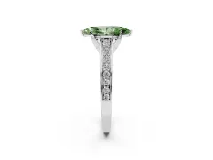 Fancy Green Marquise Cut Diamond Solitaire Pavé Engagement Ring Set in Silver with Prong Setting