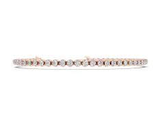 Round Diamond Bezel-Set Tennis Bracelet Set in Rose gold