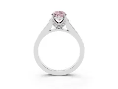 Fancy Pink Marquise Cut Diamond Solitaire Pavé Engagement Ring Set in Silver with Prong Setting
