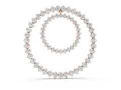 Round Diamond Double Halo Pendant Set in Rose gold with Prong-Set Accents