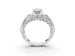Radiant Cut Diamond Art Deco Ring Set in Silver with Pavé Split Shank