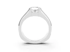 Radiant Cut Diamond Bezel Solitaire Ring Set in Platinum with Wide Band