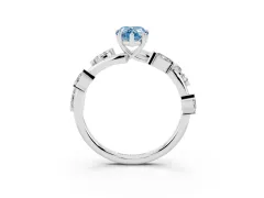 Fancy Blue Pear Cut Diamond Solitaire Ring Set in White gold with Twisted Marquise Accent Band
