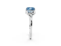 Fancy Blue Princess Cut Diamond Solitaire Ring Set in Silver with Polished Twist Band