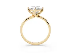 Princess Cut Diamond Solitaire Engagement Ring Set in Yellow gold with Classic Plain Band