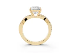 Princess Cut Diamond Twisted Pavé Band Ring Set in Yellow gold with Prong Setting
