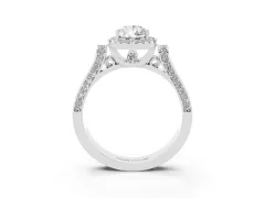 Pear Cut Diamond Halo Ring Set in Silver with Pavé-Lined Split Shank Band