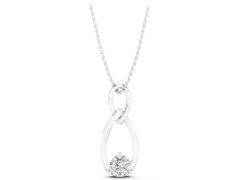 Infinity Teardrop Pendant Set in Silver with Bezel-Set Round Diamond