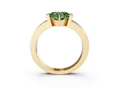 Fancy Green Heart Cut Diamond Channel-Set Band Ring Set in Yellow gold with Bezel Prong Setting