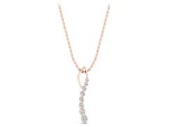 Round Diamond Channel Set Vertical Bar Pendant Set in Rose gold with Single Stone Row