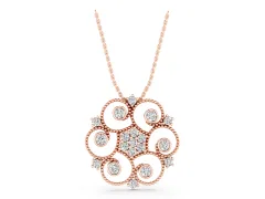 Round Diamond Swirl Pendant Set in Rose gold with Milgrain Edge
