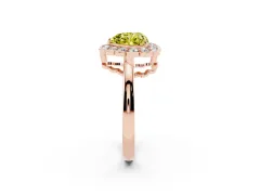 Fancy Yellow Heart Cut Diamond Halo Cluster Engagement Ring Set in Rose gold with Solitaire Band and Prong Setting