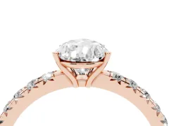 Pear Cut Diamond Pavé Solitaire Engagement Ring Set in Rose gold with Prong Setting