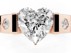 Heart Cut Diamond Channel-Set Band Ring Set in Rose gold with Bezel Prong Setting