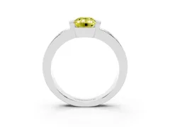 Fancy Yellow Emerald Cut Diamond Channel-Set Band Ring Set in Platinum with Bezel Prong Setting