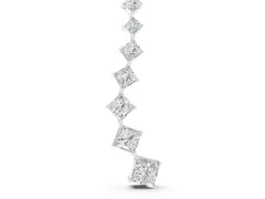 Princess Cut Diamond Graduated Pendant Set in Silver with Four-Prong Stones