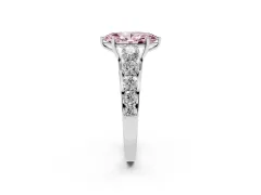 Fancy Pink Marquise Cut Diamond Solitaire Ring Set in White gold with Pavé-Set Band and Prong Setting