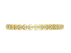 Heart Shape Diamond Tennis Bracelet Set in Yellow gold with Channel Setting and Prong-Set Stones