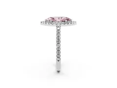 Fancy Pink Marquise Cut Diamond Pavé Halo Ring Set in Silver with Prong Setting