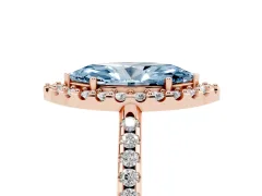 Fancy Blue Marquise Cut Diamond Pavé Halo Ring Set in Rose gold with Prong Setting