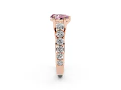 Fancy Pink Pear Cut Diamond Pavé Engagement Ring Set in Rose gold with Prong Setting