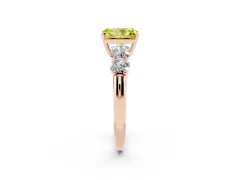 Fancy Yellow Radiant Cut Diamond Five-Stone Prong Set Ring Set in Rose gold with Classic Band