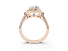 Heart Cut Diamond Halo Ring Set in Rose gold with Twist Band and Pavé Accents