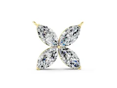 Marquise Diamond Flower Pendant Set in Yellow gold with Four-Prong Petals