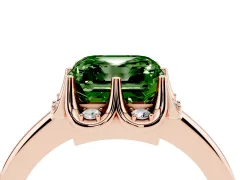 Fancy Green Asscher Cut Diamond Round Cluster Halo Ring Set in Rose gold with Solitaire Band and Prong Setting