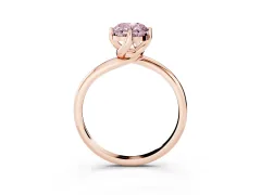 Fancy Pink Oval Cut Diamond Solitaire Engagement Ring Set in Rose gold with Classic Plain Band