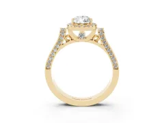 Pear Cut Diamond Halo Ring Set in Yellow gold with Pavé-Lined Split Shank Band