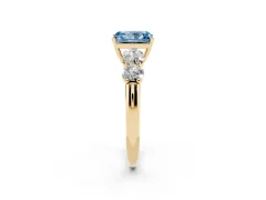 Fancy Blue Radiant Cut Diamond Five-Stone Prong Set Ring Set in Yellow gold with Classic Band