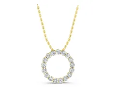 Round Diamond Circle Pendant Set in Yellow gold with Individually Prong-Set Stones