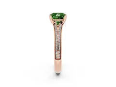 Fancy Green Princess Cut Diamond Split Shank Pavé Engagement Ring Set in Rose gold with Prong-Set Center Stone