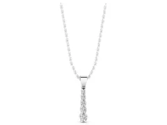 Round Diamond Vertical Drop Pendant Set in Silver with Prong-Set Stones