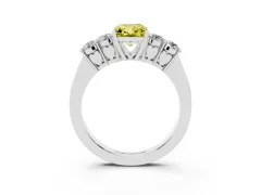 Fancy Yellow Radiant Cut Diamond Five-Stone Prong Set Band Ring Set in White gold with Polished Band