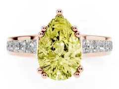 Fancy Yellow Pear Cut Diamond Channel Set Solitaire Engagement Ring Set in Rose gold with Prong Setting